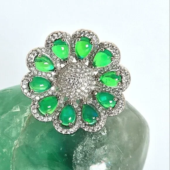 Natural Clarity Enhanced Green Fire Opal 925 Sterling Silver